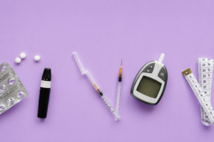 Person ordering diabetic supplies online safely from a trusted medical supply website